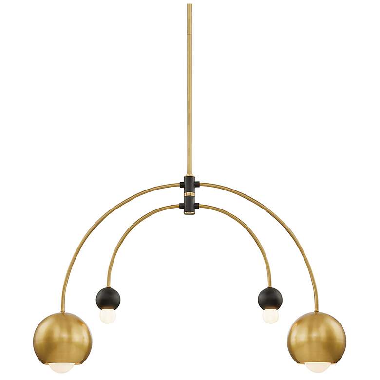 Image 1 Mitzi Willow 37.75 inch Wide Aged Brass/black 4 Light Chandelier