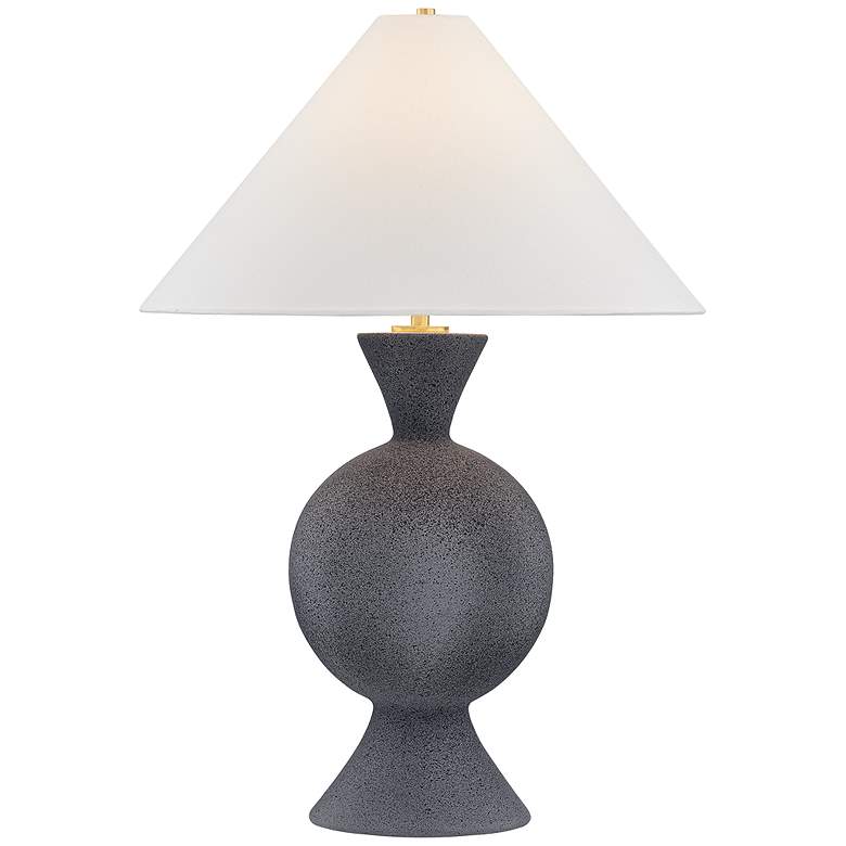 Image 4 Mitzi Zadeh Table Lamp 19" in Aged Brass and Ceramic Pale Midnight more views