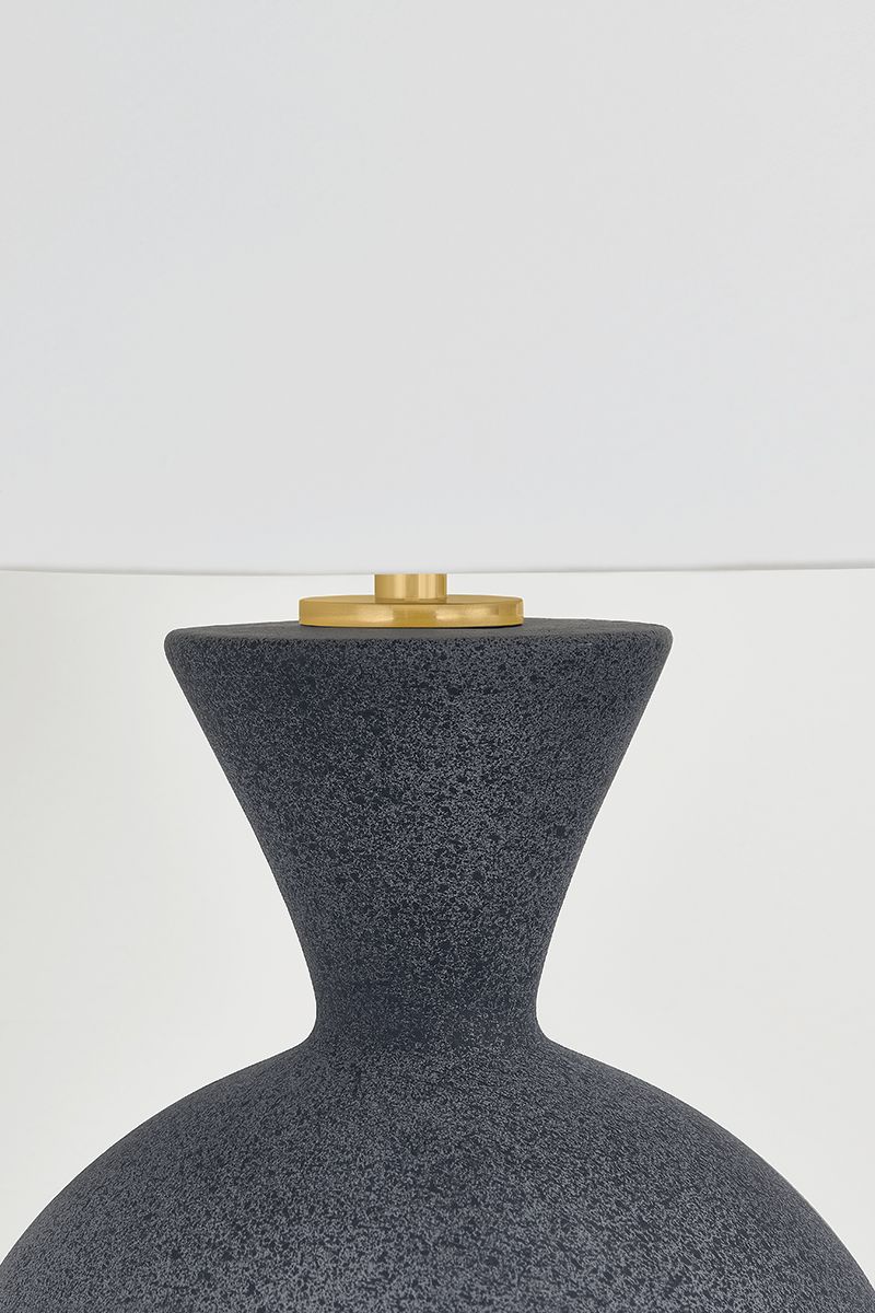 Mitzi Zadeh Table Lamp 19" in Aged Brass and Ceramic Pale Midnight