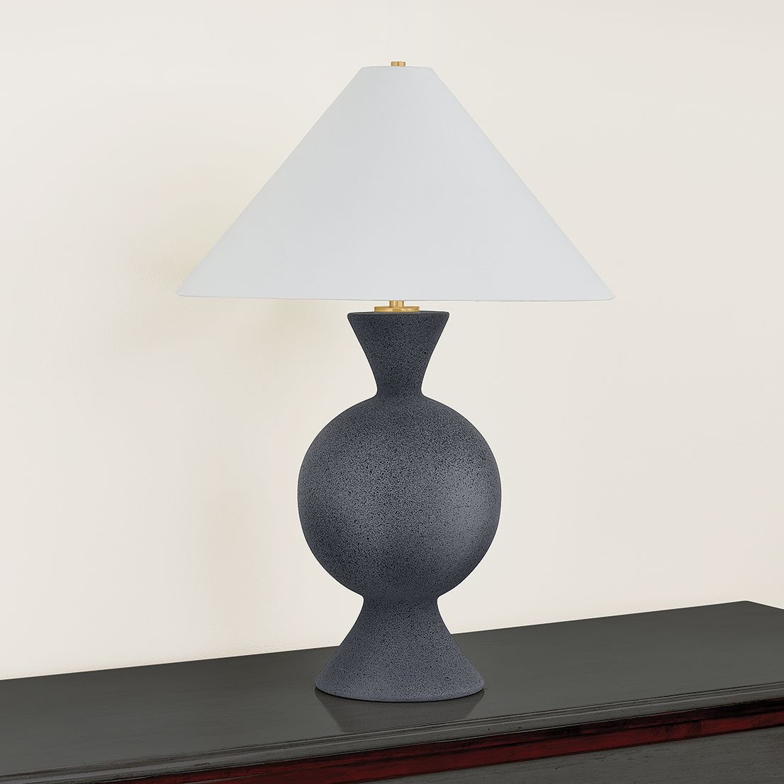 Mitzi Zadeh Table Lamp 19" in Aged Brass and Ceramic Pale Midnight