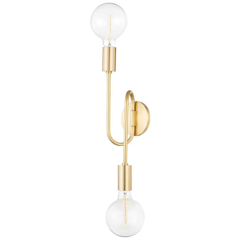 Image 1 Mitzi Zani 28 1/4" High Aged Brass 2-Light Wall Sconce