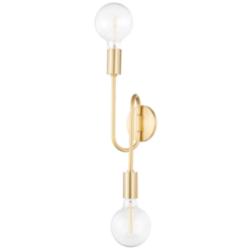 Mitzi Zani 28 1/4" High Aged Brass 2-Light Wall Sconce