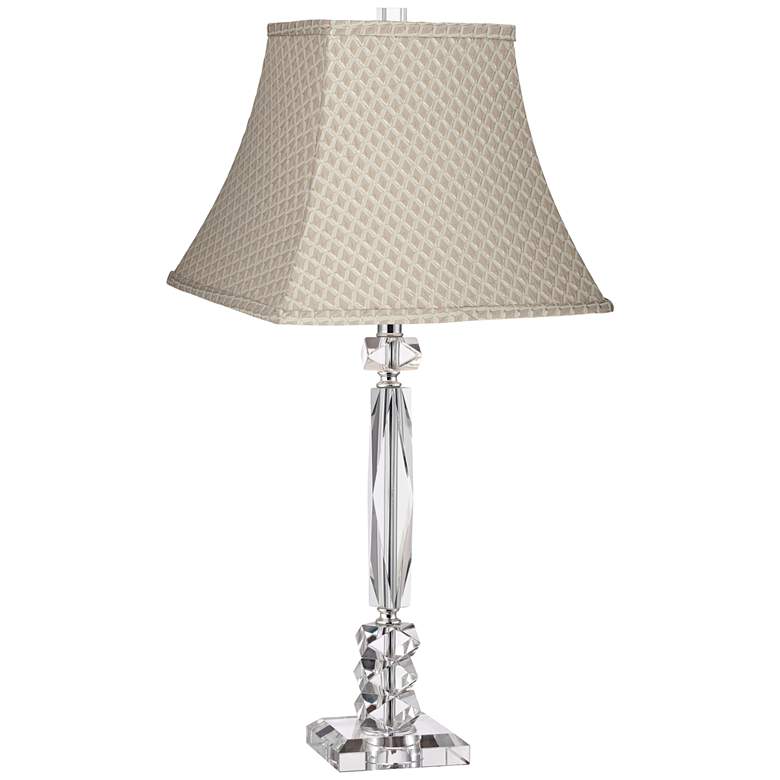 Image 1 Mitzie Cut Crystal Column Table Lamp with Beige Shade