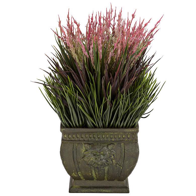 Image 1 Mixed Grass Indoor-Outdoor 13 inchH Faux Plant in a Roman Vase