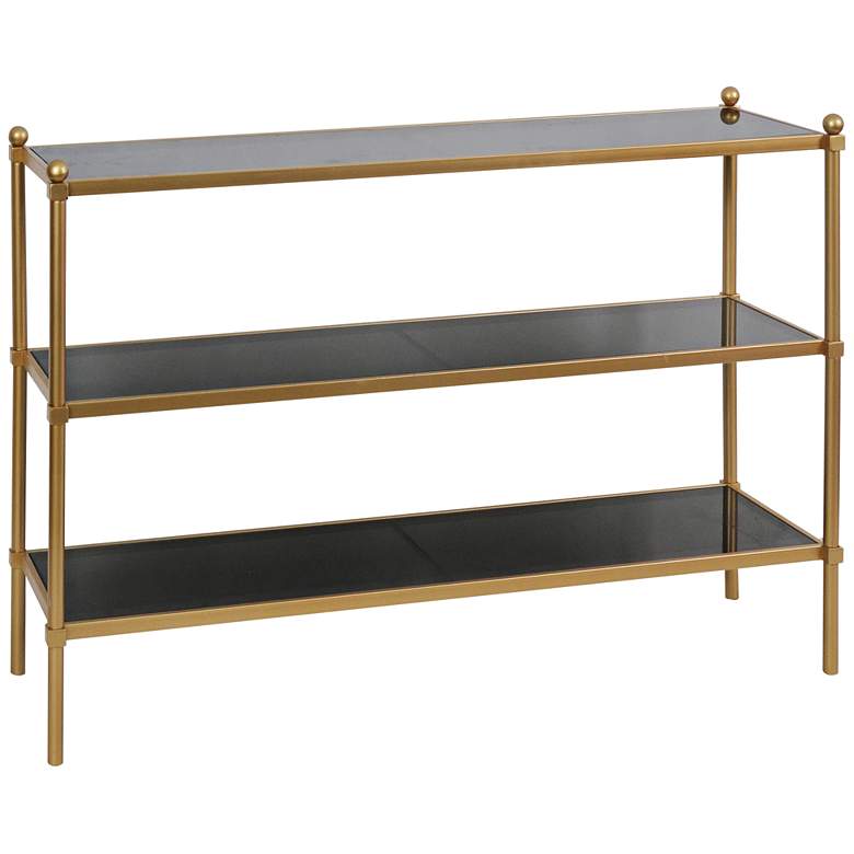 Image 1 Mixon 46"W Matte Gold and Black Glass 3-Shelf Console Table