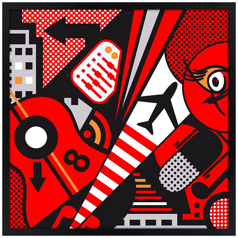 Mixup 2000 Red 21&quot; Square Black Giclee Wall Art
