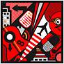 Mixup 2000 Red 21" Square Black Giclee Wall Art