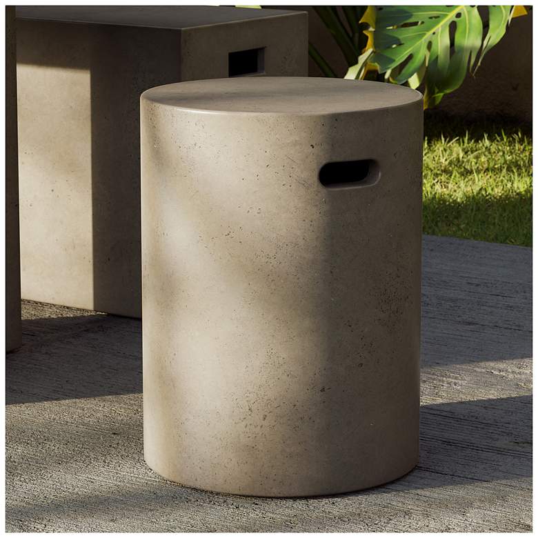 Image 1 Mixx 13.75" Wide Dark Grey Cylinder Accent Stool