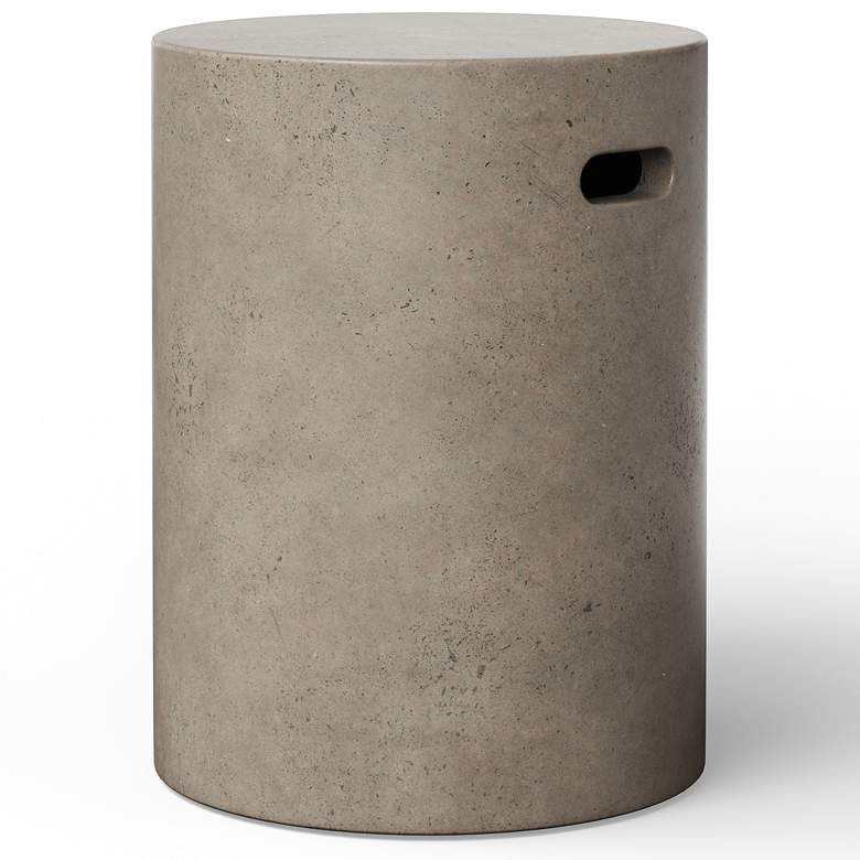 Image 3 Mixx 13.75" Wide Dark Grey Cylinder Accent Stool more views