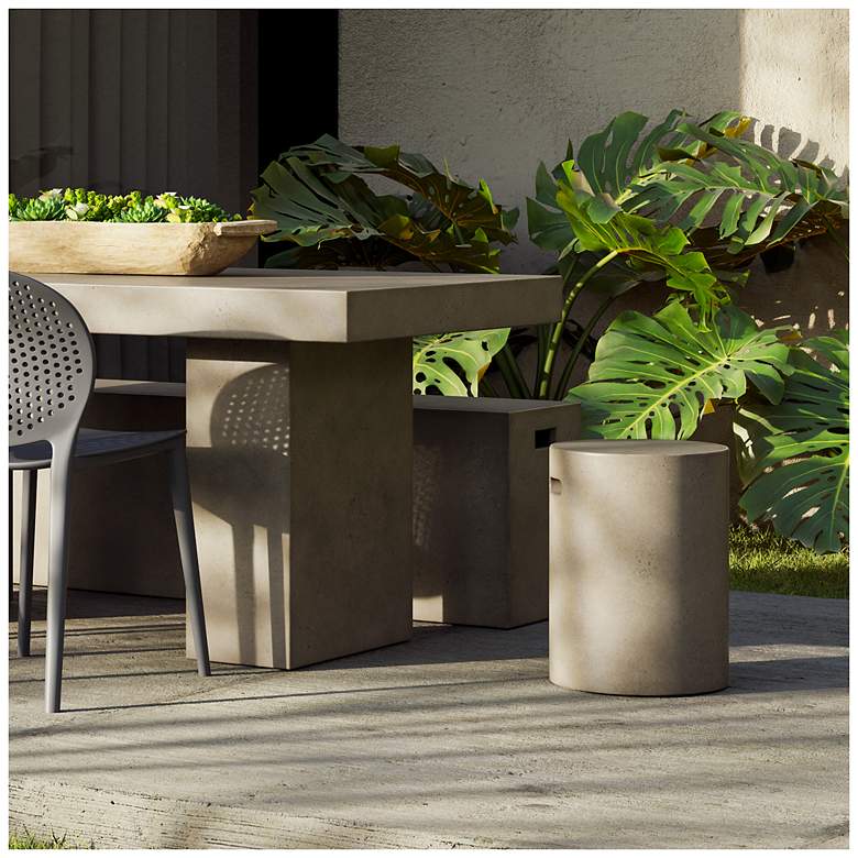 Image 6 Mixx 13.75" Wide Dark Grey Cylinder Accent Stool more views