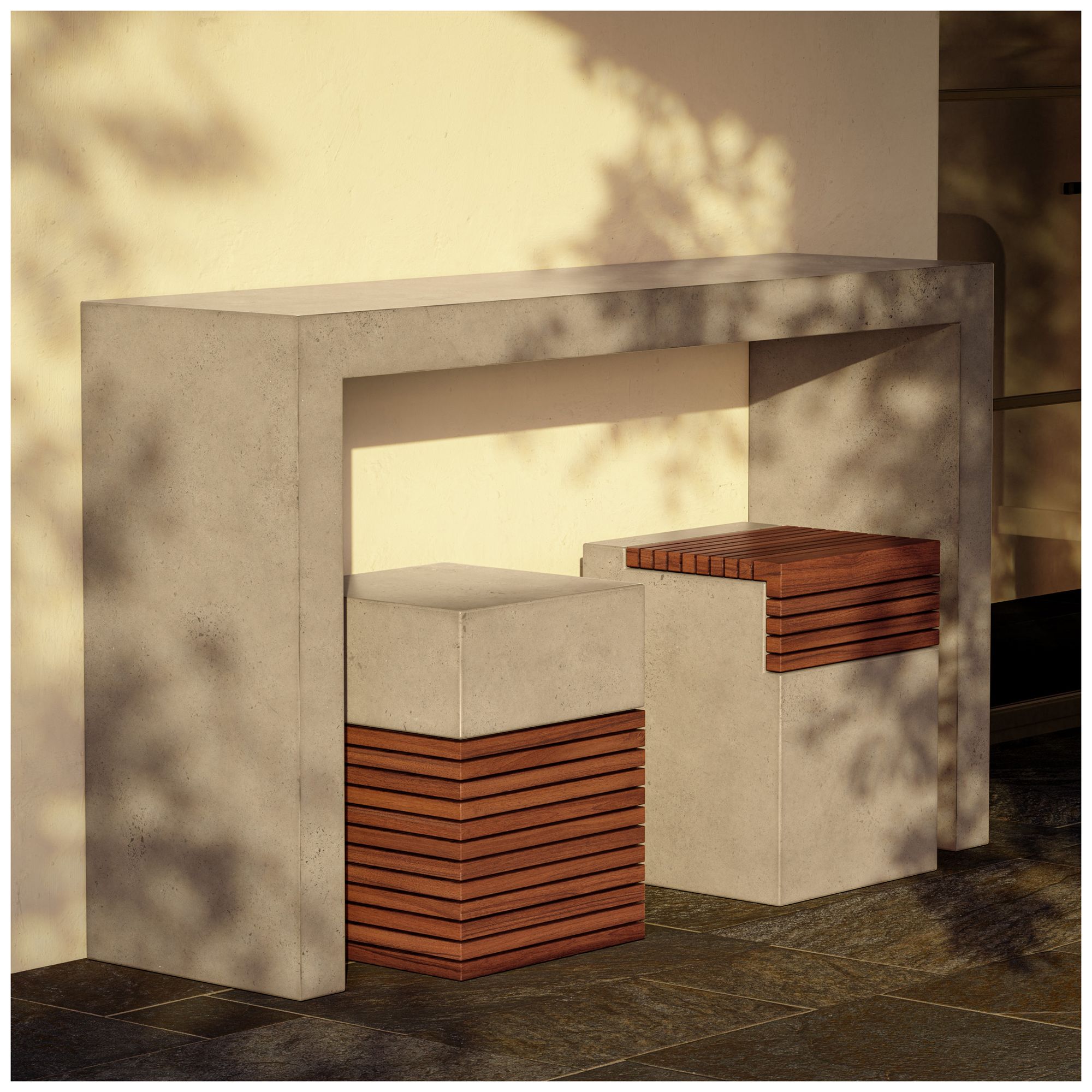 Mixx 13.75" Wide Dark Grey/Natural Stecca Cascata Accent Stool