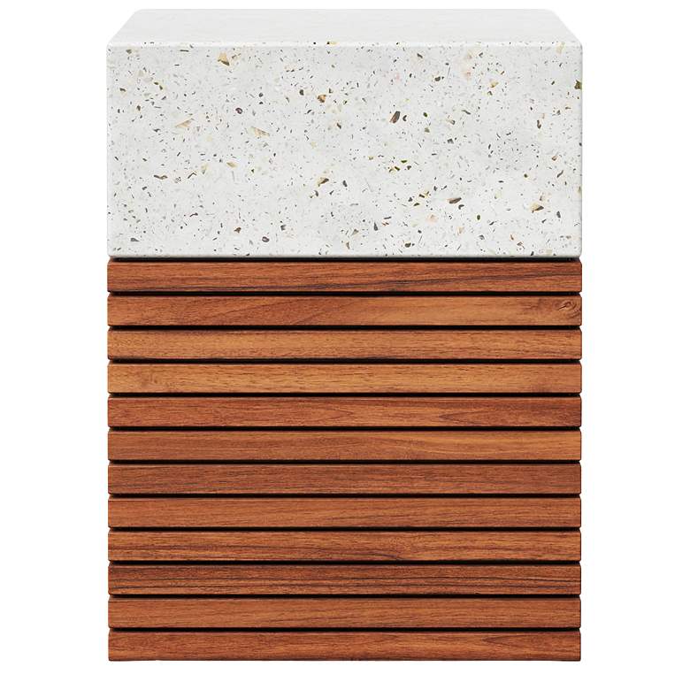 Image 1 Mixx 13.75" Wide Ivory Terrazzo/Natural Stecca Alto Accent Stool