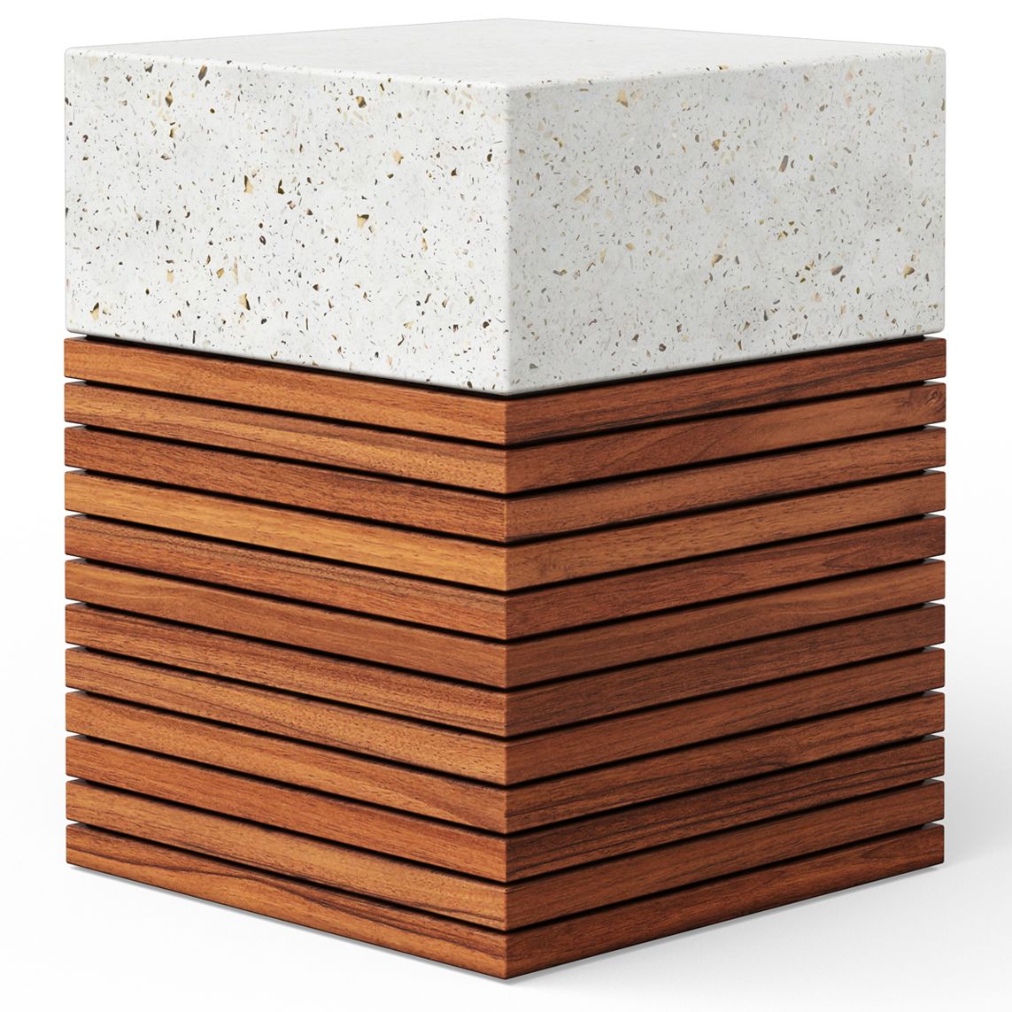 Image 2 Mixx 13.75" Wide Ivory Terrazzo/Natural Stecca Alto Accent Stool more views