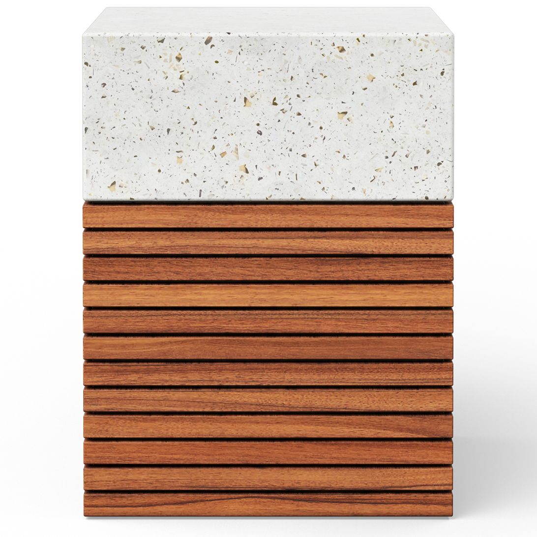 Image 3 Mixx 13.75" Wide Ivory Terrazzo/Natural Stecca Alto Accent Stool more views