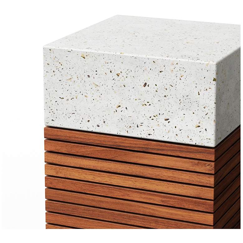 Image 4 Mixx 13.75" Wide Ivory Terrazzo/Natural Stecca Alto Accent Stool more views