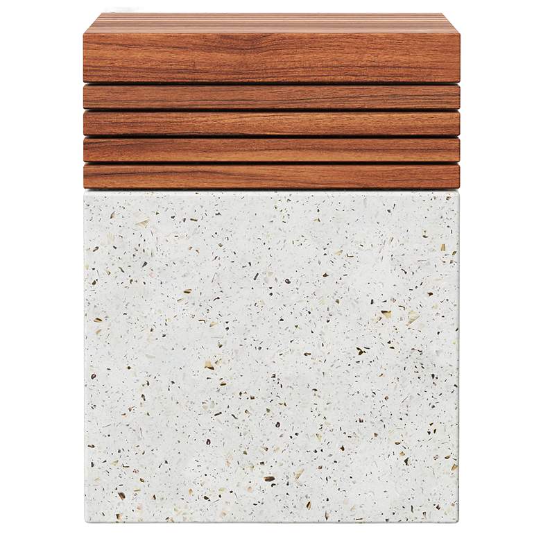 Image 1 Mixx 13.75" Wide Ivory Terrazzo/Natural Stecca Cascata Accent Stool