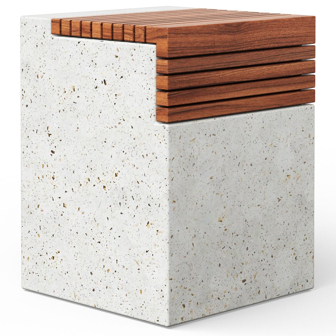 Image 2 Mixx 13.75" Wide Ivory Terrazzo/Natural Stecca Cascata Accent Stool more views