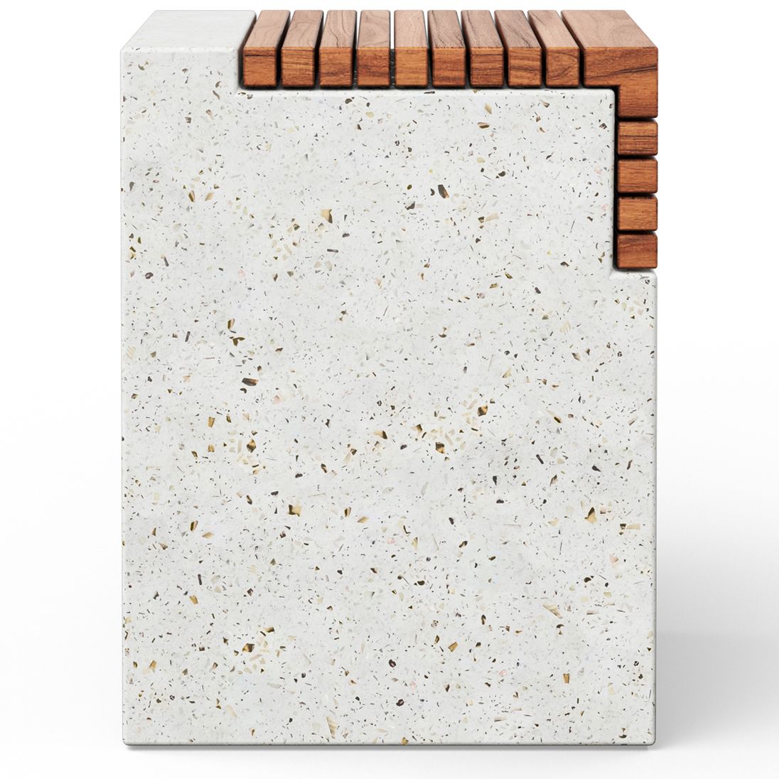 Image 3 Mixx 13.75" Wide Ivory Terrazzo/Natural Stecca Cascata Accent Stool more views