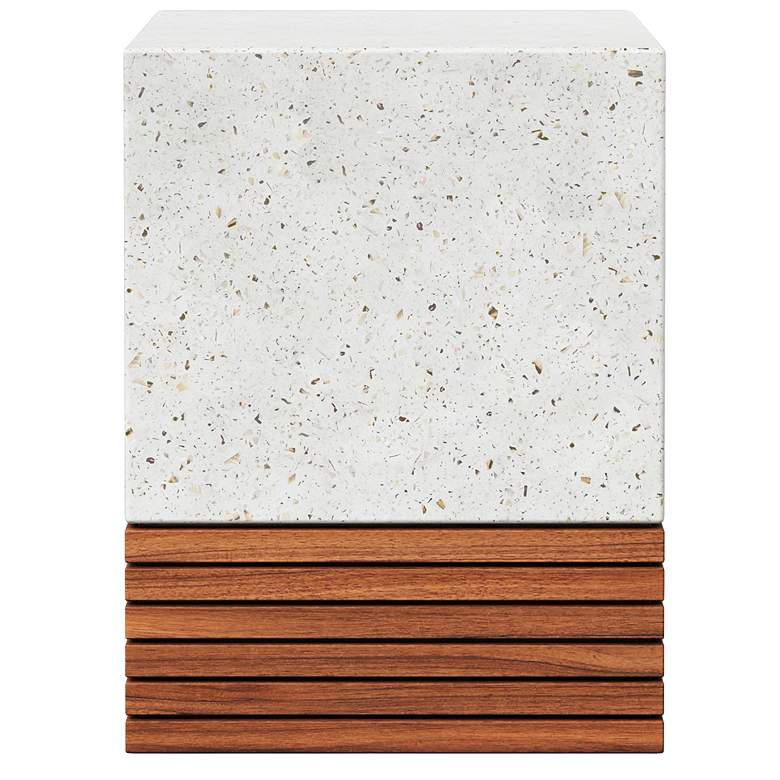 Image 1 Mixx 13.75" Wide Ivory Terrazzo/Natural Stecca Corto Accent Stool