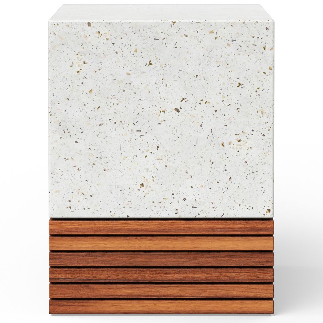 Image 3 Mixx 13.75" Wide Ivory Terrazzo/Natural Stecca Corto Accent Stool more views