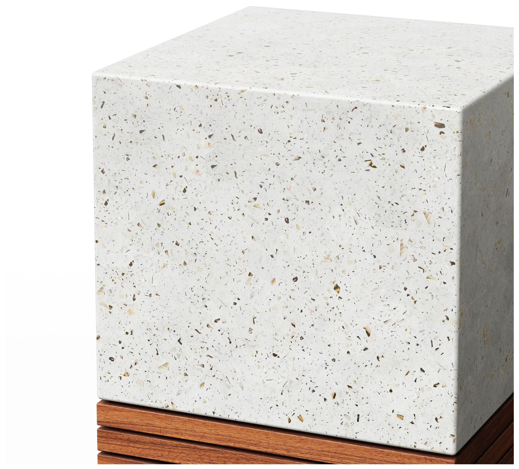 Image 4 Mixx 13.75" Wide Ivory Terrazzo/Natural Stecca Corto Accent Stool more views