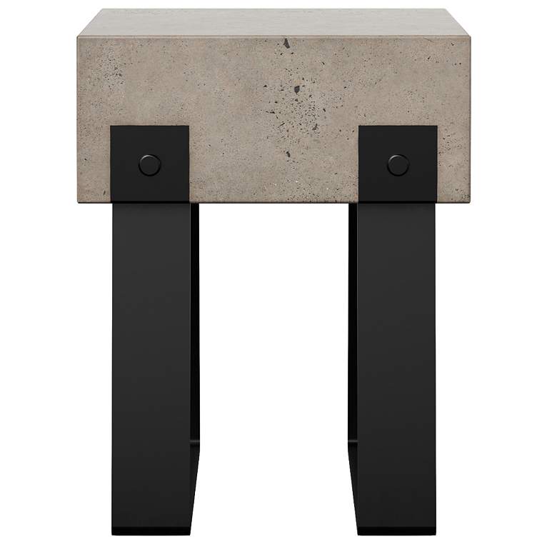Image 1 Mixx 14" Wide Dark Grey Industrial Accent StoolBlack Legs