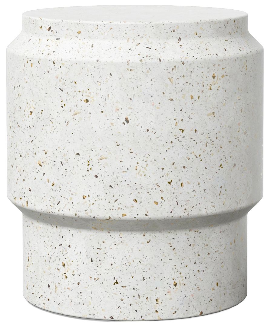 Image 2 Mixx 16.25" Wide Ivory Terrazzo Barrel Accent Stool