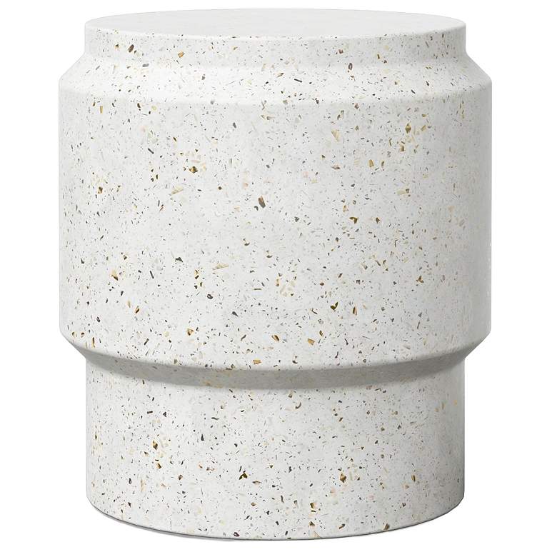 Image 1 Mixx 16.25" Wide Ivory Terrazzo Barrel Accent Stool