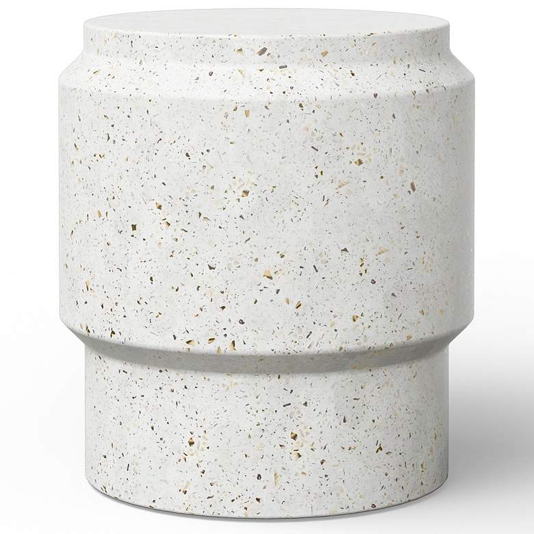 Image 3 Mixx 16.25" Wide Ivory Terrazzo Barrel Accent Stool more views