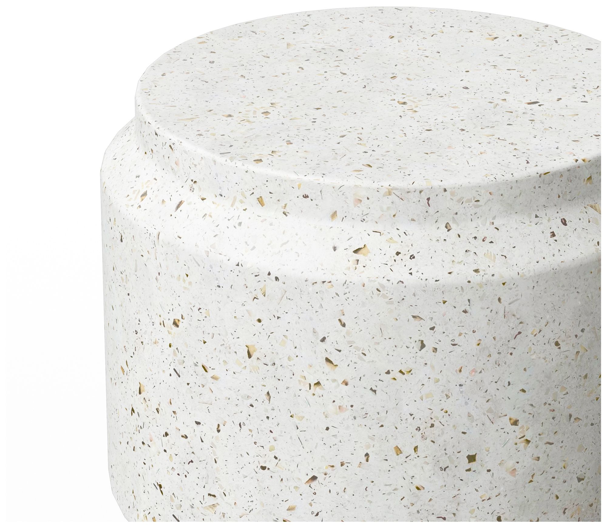 Mixx 16.25" Wide Ivory Terrazzo Barrel Accent Stool