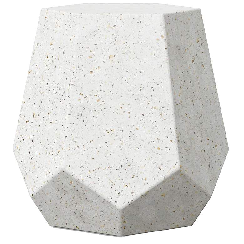 Image 1 Mixx 19" Wide Ivory Terrazzo Faceted Accent Stool