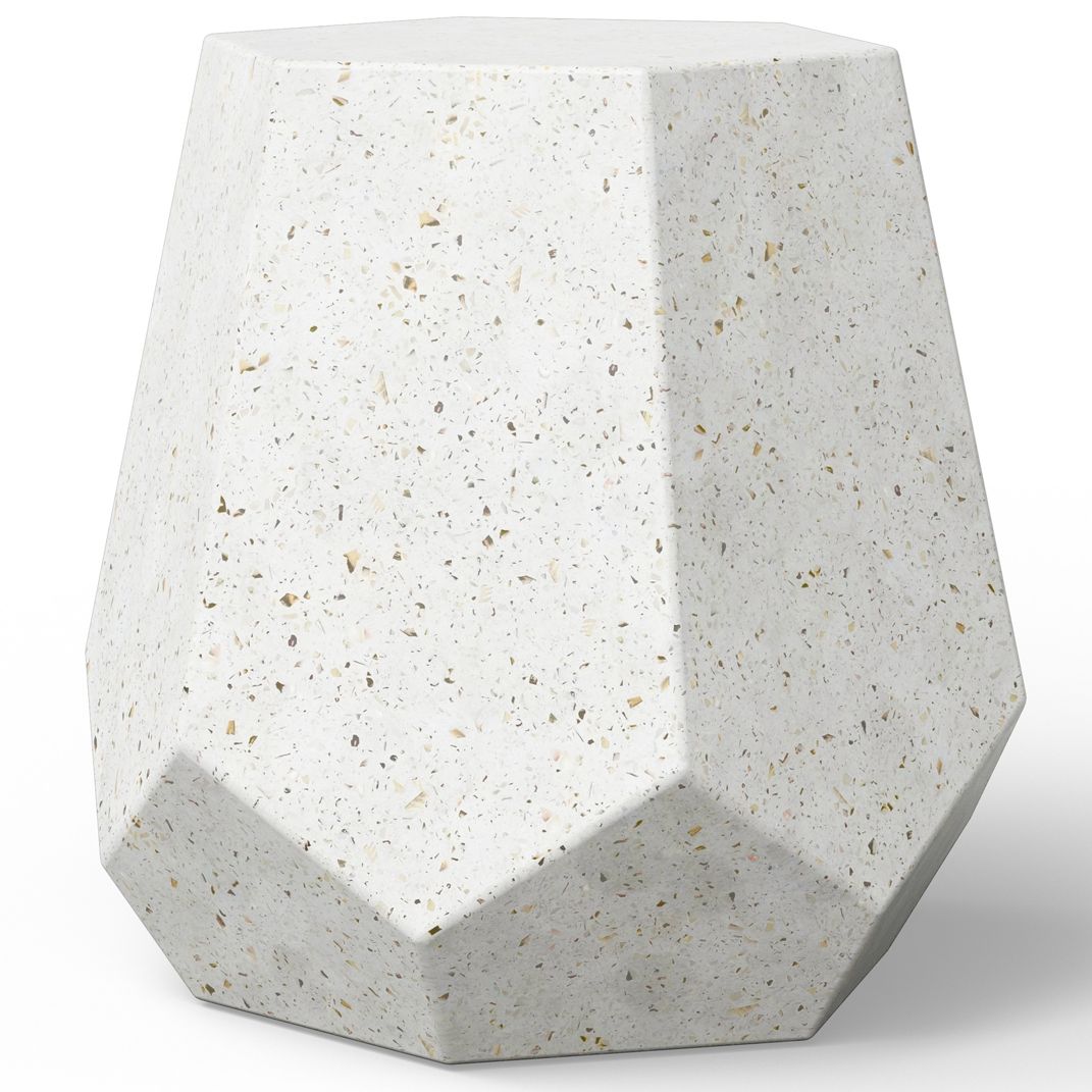 Image 2 Mixx 19" Wide Ivory Terrazzo Faceted Accent Stool more views