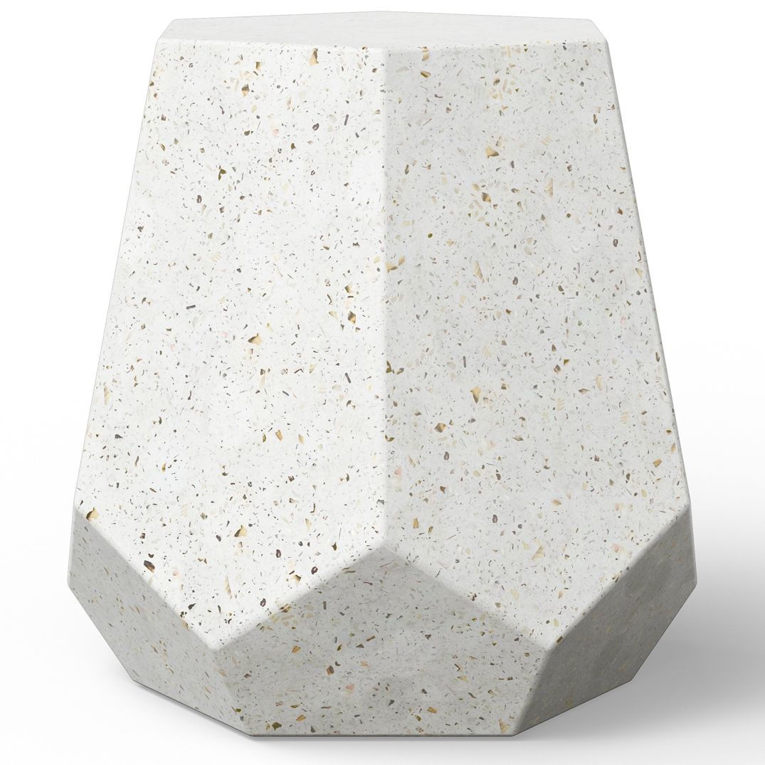 Image 3 Mixx 19" Wide Ivory Terrazzo Faceted Accent Stool more views