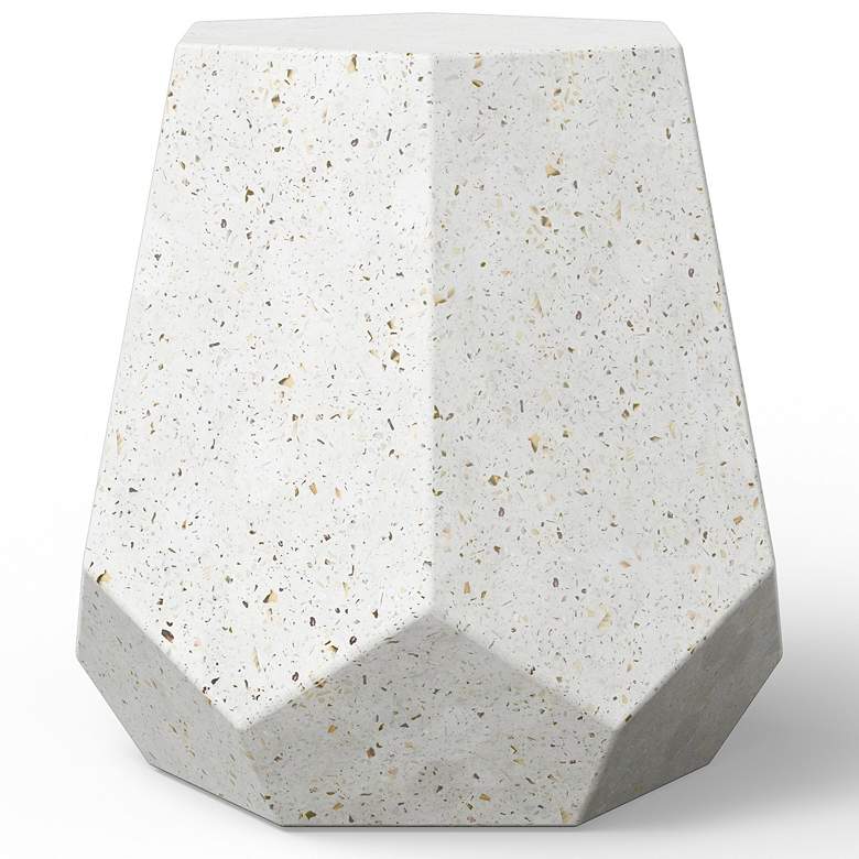Image 3 Mixx 19" Wide Ivory Terrazzo Faceted Accent Stool more views
