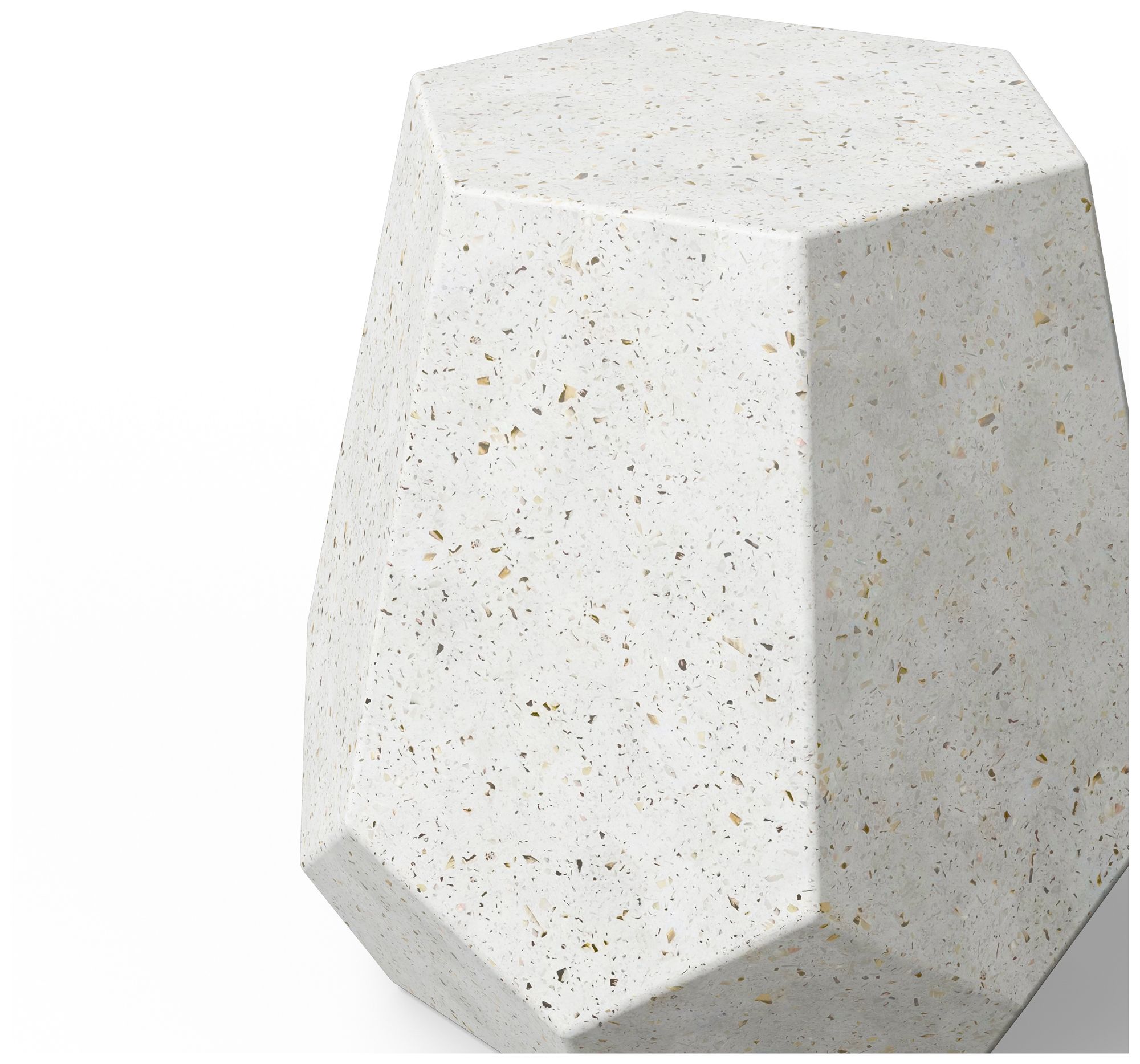 Image 4 Mixx 19" Wide Ivory Terrazzo Faceted Accent Stool more views