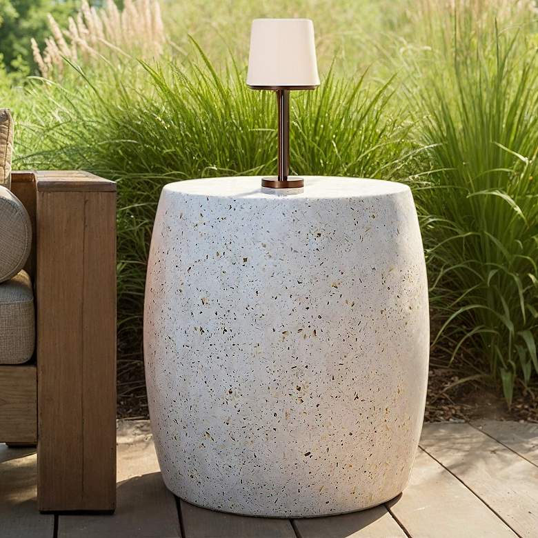 Image 1 Mixx 24" Wide Ivory Terrazzo Pebble End Table
