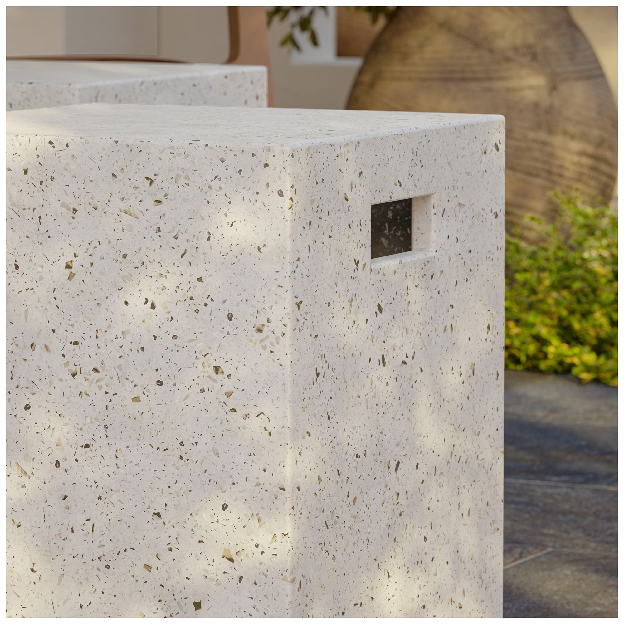 Image 6 Mixx Una 13.75" Wide Ivory Terrazzo Accent Stool more views