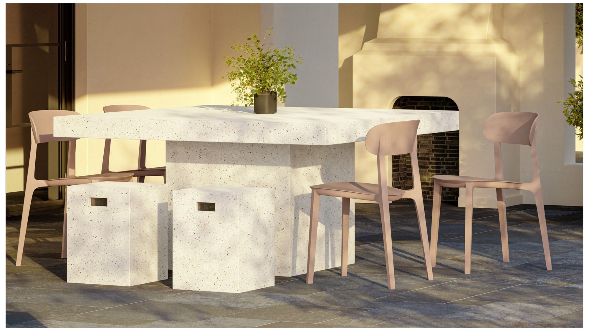 Image 7 Mixx Una 13.75" Wide Ivory Terrazzo Accent Stool more views