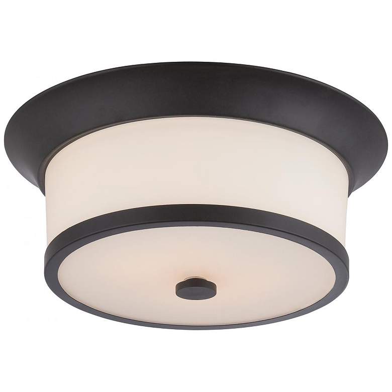 Image 1 Mobili; 2 Light; Flush Fixture with Satin White Glass