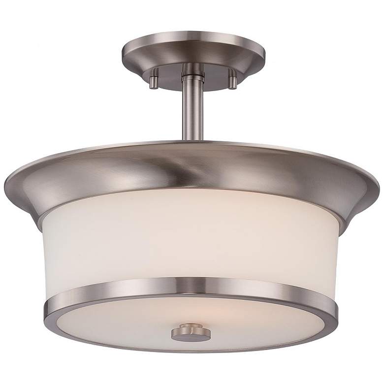 Image 1 Mobili; 2 Light; Semi-Flush with Satin White Glass