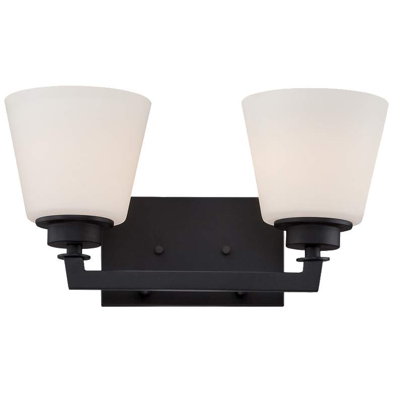 Image 1 Mobili; 2 Light; Vanity Fixture with Satin White Glass