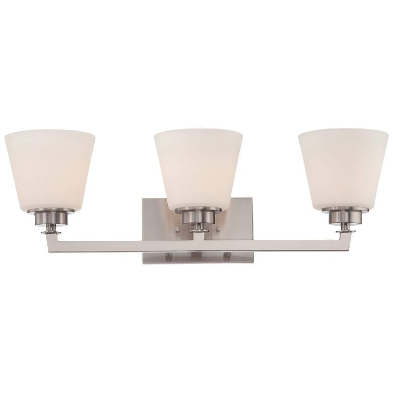 Image 1 Mobili; 3 Light; Vanity Fixture with Satin White Glass