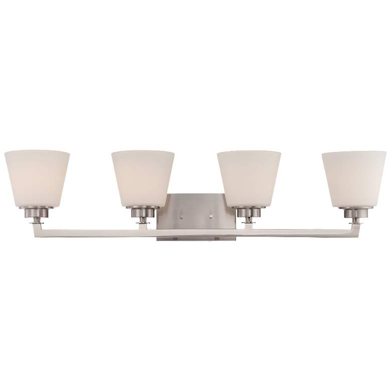 Image 1 Mobili; 4 Light; Vanity Fixture with Satin White Glass