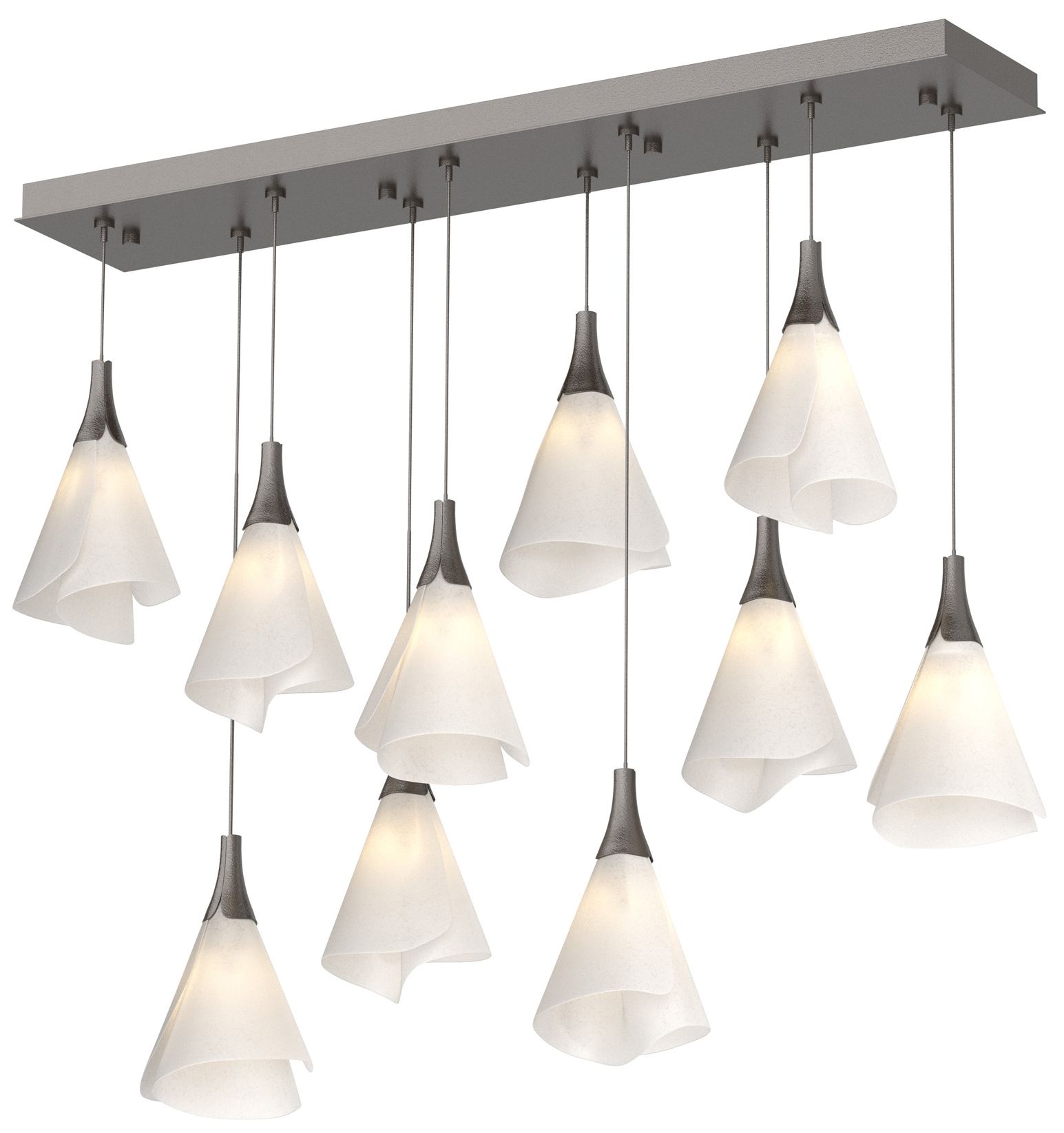 Mobius 10-Light Rectangular Pendant Bronze Spun Frost Made to Order