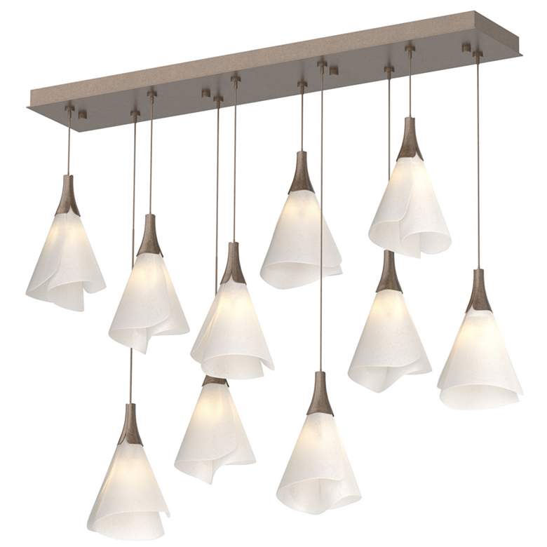 Image 1 Mobius 10-Light Rectangular Pendant - Bronze - Spun Frost Shade