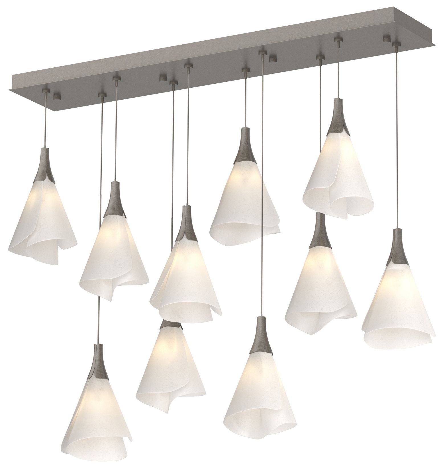 Mobius 10-Light Rectangular Pendant Dark Smoke Spun Frost Made to Order