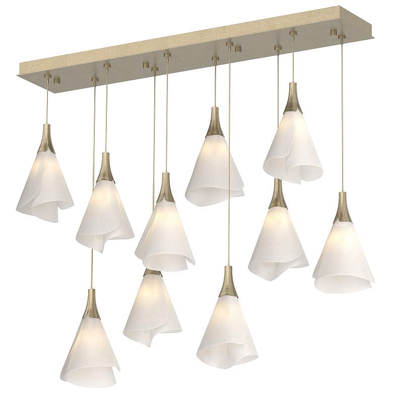 Image 1 Mobius 10-Light Rectangular Pendant - Gold - Spun Frost Shade