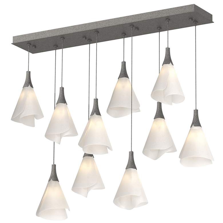 Image 1 Mobius 10-Light Rectangular Pendant - Iron - Spun Frost Shade