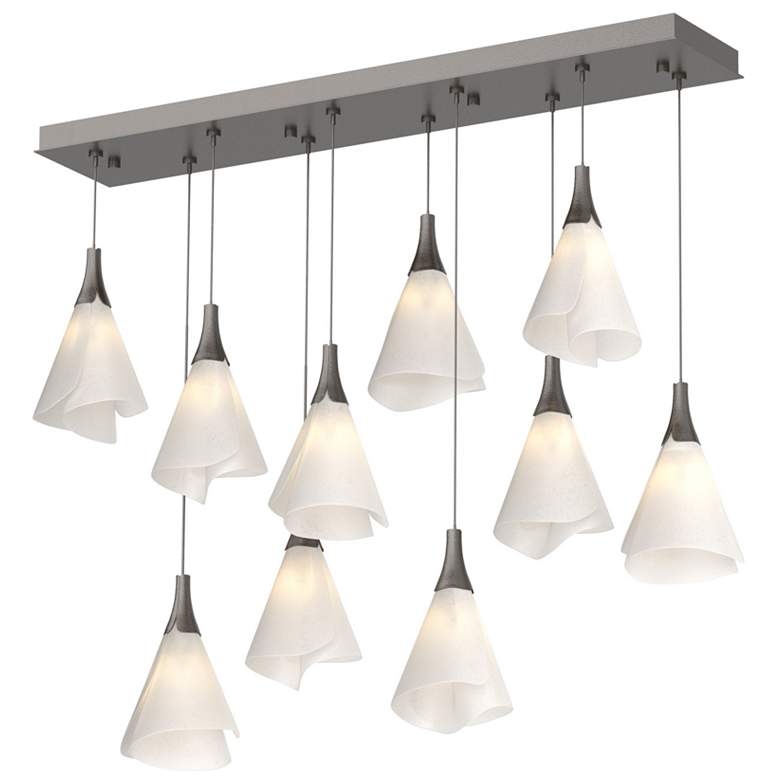 Image 1 Mobius 10-Light Rectangular Pendant - Oil Rubbed Bronze - Spun Frost Shade