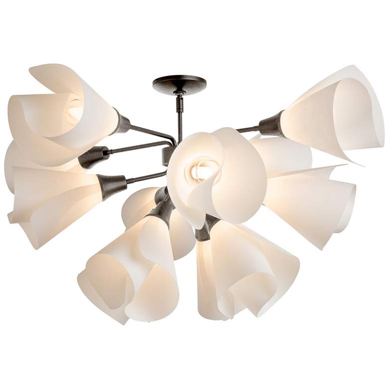 Image 1 Mobius 12-Light Semi-Flush - Natural Iron Finish - Spun Frost Shade